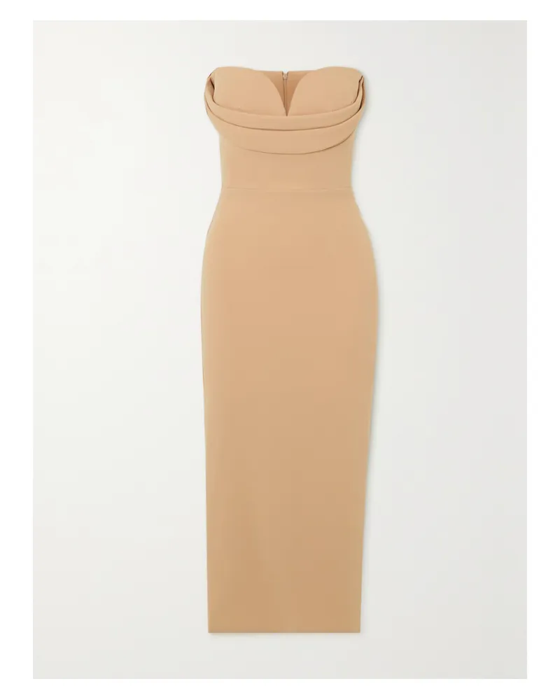 Alex Perry Darcy Trägerloses Midikleid Aus Stretch-crêpe - Neutral Neutral