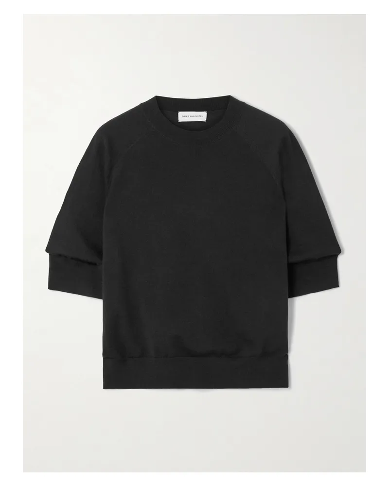 Dries van Noten Kurzärmeliger Wollpullover - Schwarz Schwarz