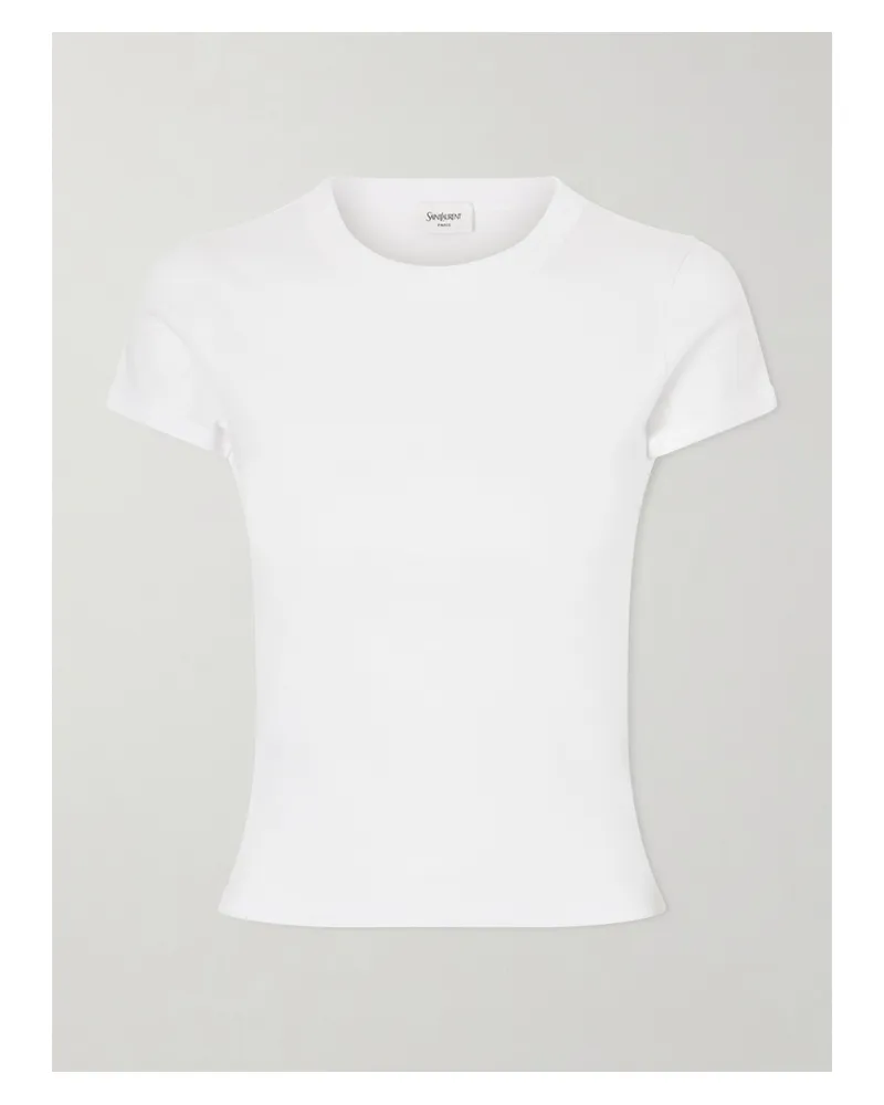 Saint Laurent Verkürztes T-shirt Aus Jersey - Weiß Weiß