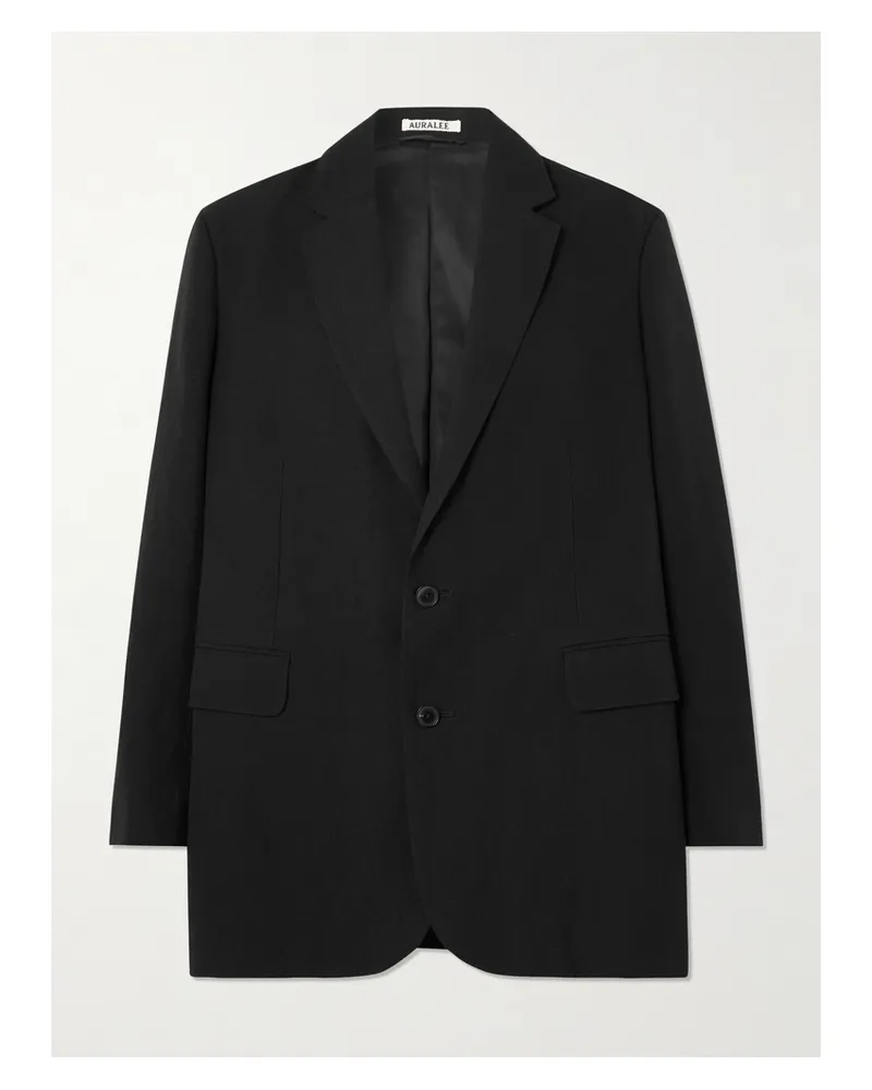 AURALEE Oversized Wool, Cotton And Linen-blend Oxford Blazer - Black Black