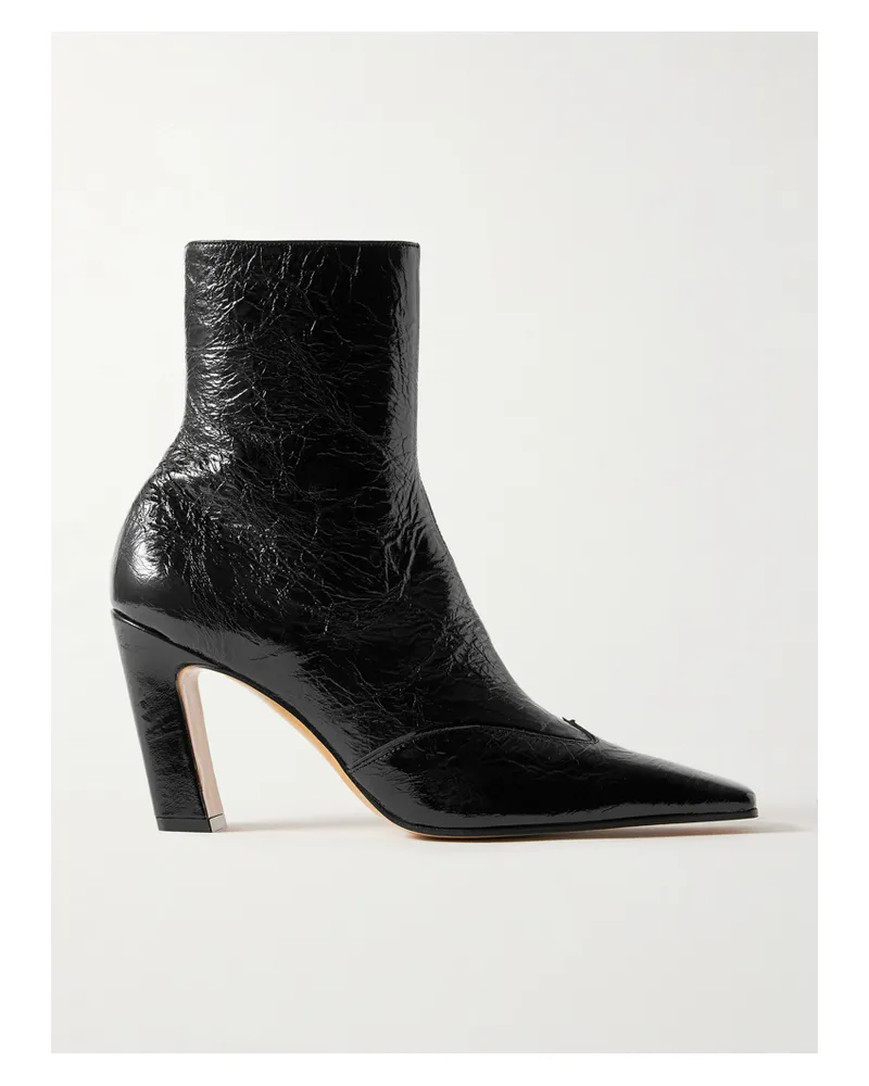 KHAITE Nevada Crinkled-leather Ankle Boots - Black Black