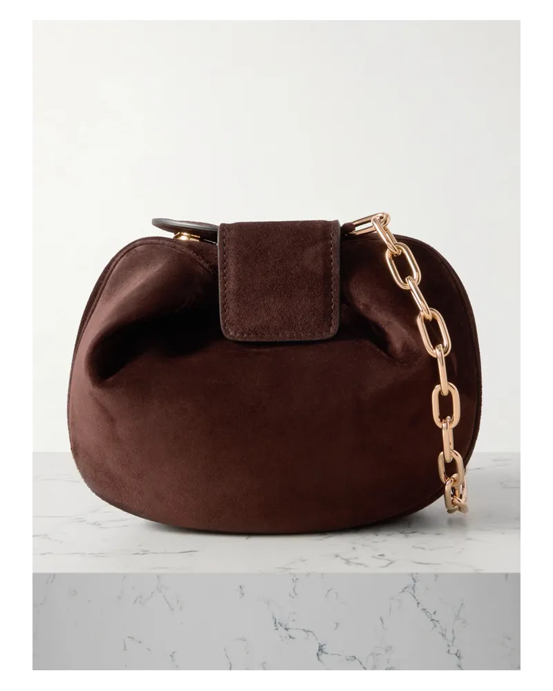 Gabriela Hearst Soft Demi Suede Clutch - Brown Brown