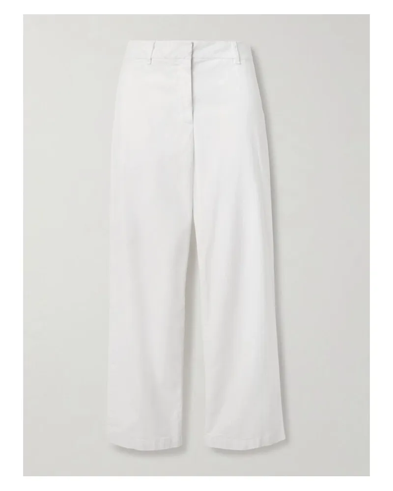 Nili Lotan Nohan Hose Mit Weitem Bein Aus Gebürstetem Twill Aus Einer Baumwollmischung - Weiß Weiß
