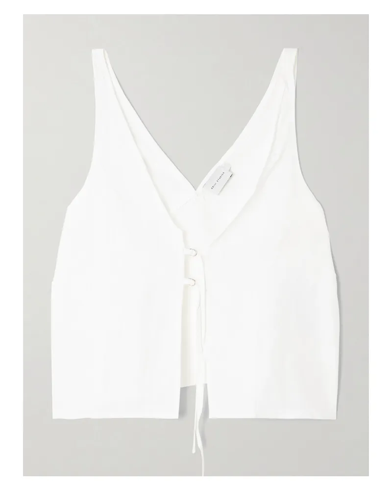 Deiji Studios Two Part Tie-detailed Linen Top - White White