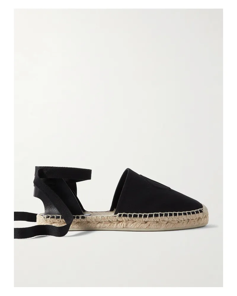 Christian Louboutin Nanou Lace Espadrilles Aus Canvas Mit Lederbesatz - Schwarz Schwarz