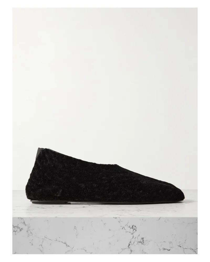 Loulou Studio Sophie Flache Schuhe aus Shearling Schwarz