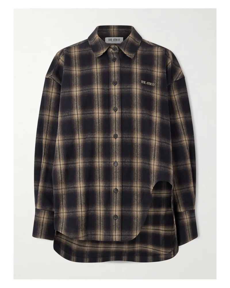 ATTICO Oversized-hemd Aus Kariertem Baumwollflanell - Braun Braun