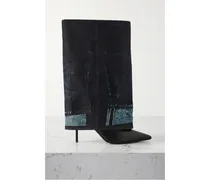 Jean Paul Gaultier 90 Overknees aus Bedrucktem Denim und Leder