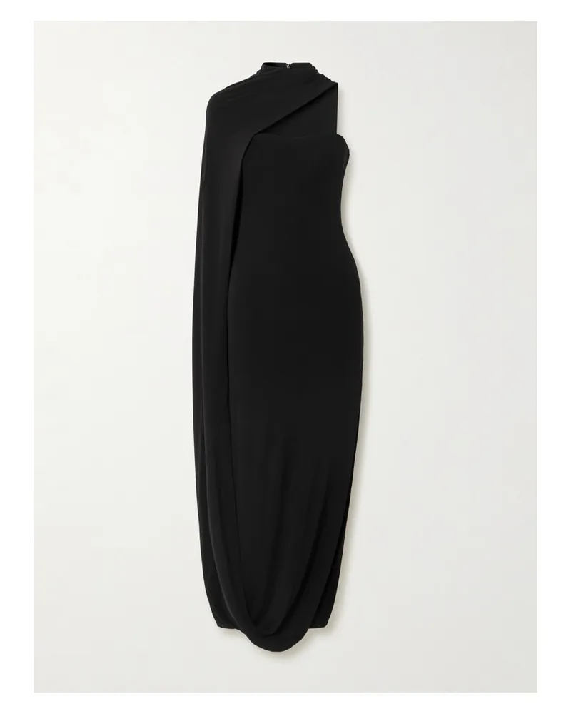 Cult Gaia Corsica Strapless Cape-effect Stretch-crepe Maxi Dress - Black Black