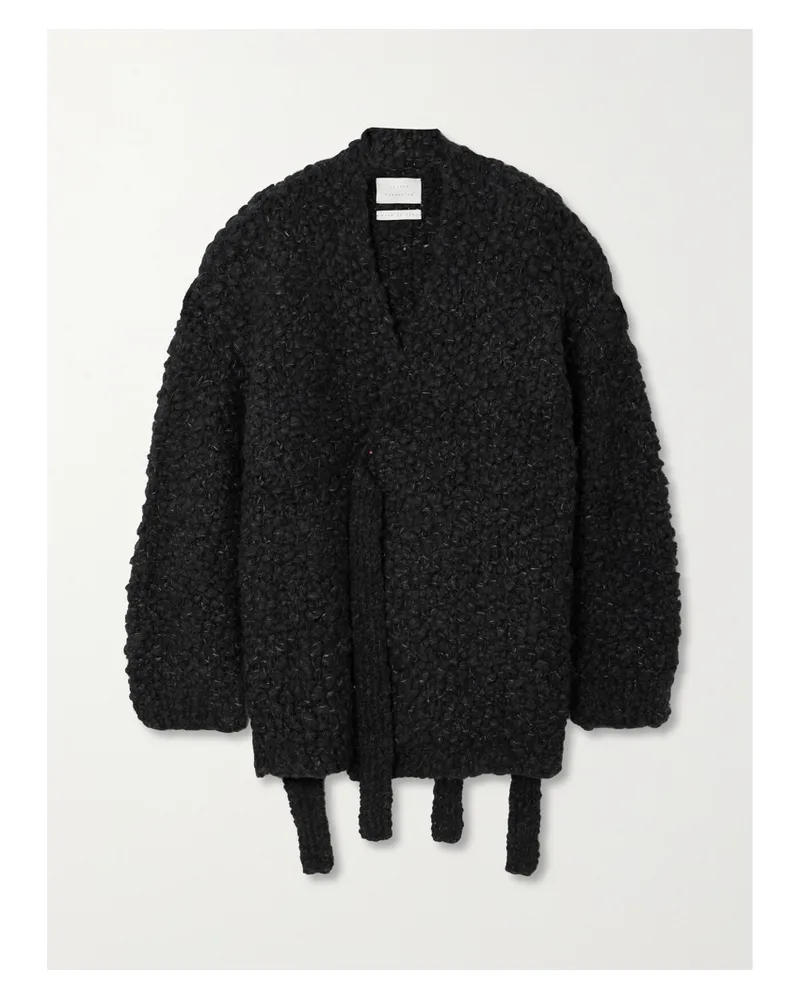 Lauren Manoogian Net Sustain Matta Cardigan Aus Bouclé Aus Einer Alpakawollmischung Mit Bindegürtel - Schwarz Schwarz