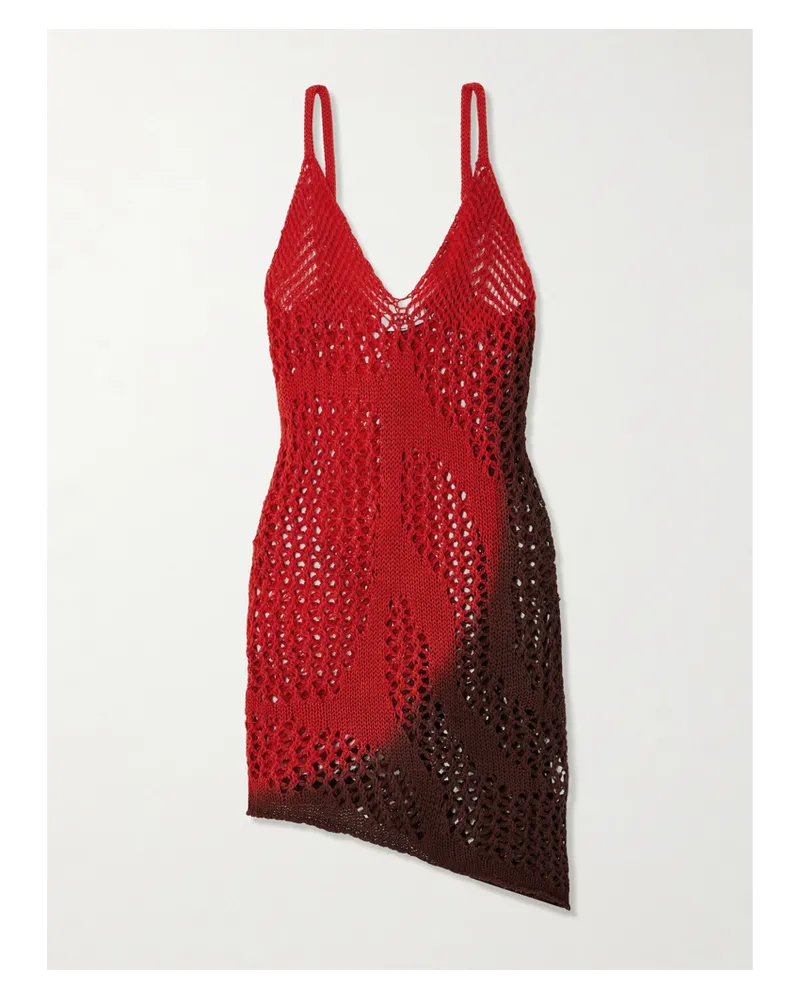 ATTICO Asymmetrisches Minikleid Aus Baumwolle In Lochstrick Mit Farbverlauf - Rot Rot
