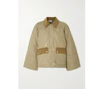 Martha Cropped Corduroy-trimmed Quilted Shell Jacket - Brown