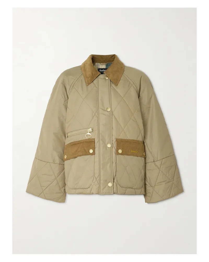 Barbour Martha Cropped Corduroy-trimmed Quilted Shell Jacket - Brown Brown