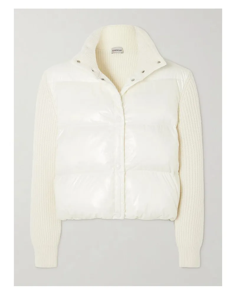 Moncler Daunenjacke Aus Einer Gerippten Wollmischung Und Gestepptem Shell - Weiß Weiß
