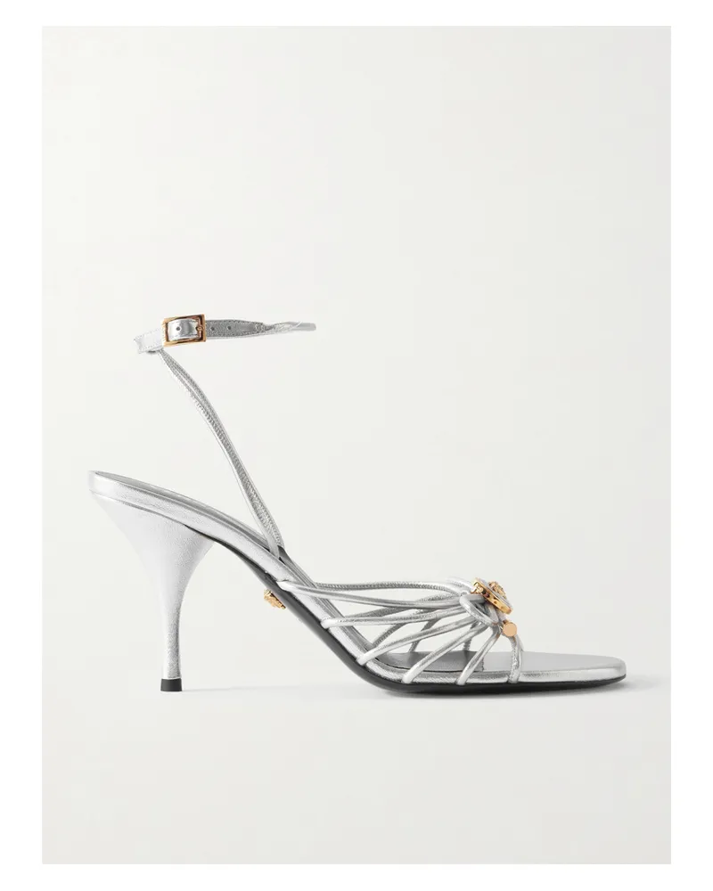 Versace Sandalen Aus Metallic-leder Mit Verzierung - Silber Silber