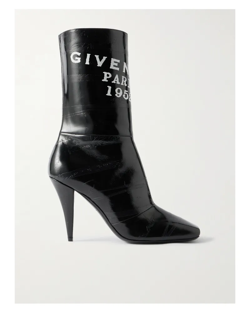 Givenchy Stiefel Aus Strukturiertem Leder Mit Print - Schwarz Schwarz