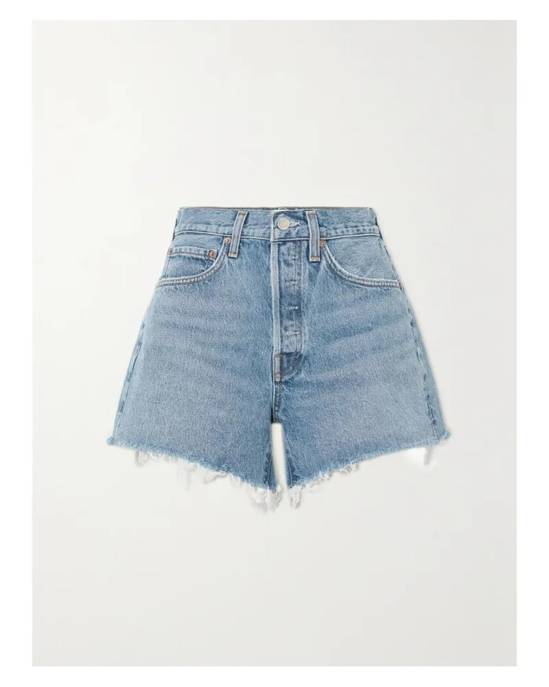 AGOLDE Parker Long Jeansshorts In Distressed-optik - Blau Blau