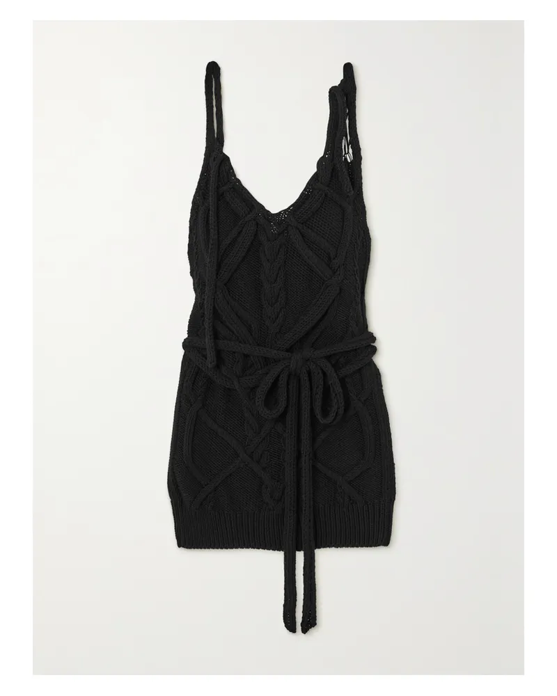 Dries van Noten Tanktop Aus Baumwolle In Zopfstrick Mit Distressed-details - Schwarz Schwarz