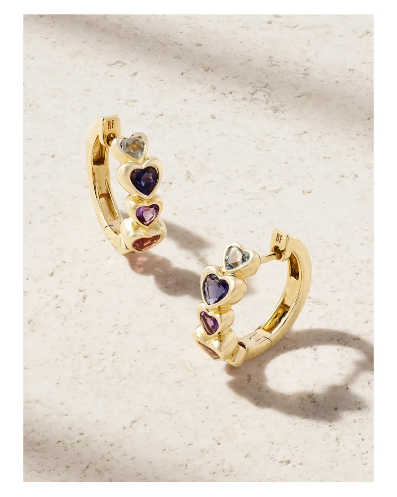 Roxanne First Heart Stack Creolen Aus 14 Karat Gold Mit Mehreren Steinen - Mehrfarbig Mehrfarbig
