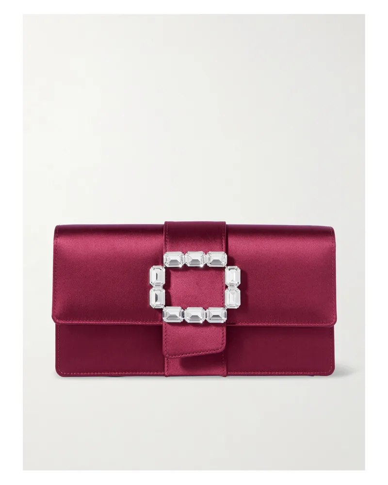 Manolo Blahnik Maycapjou Crystal-embellished Satin Clutch - Red Red