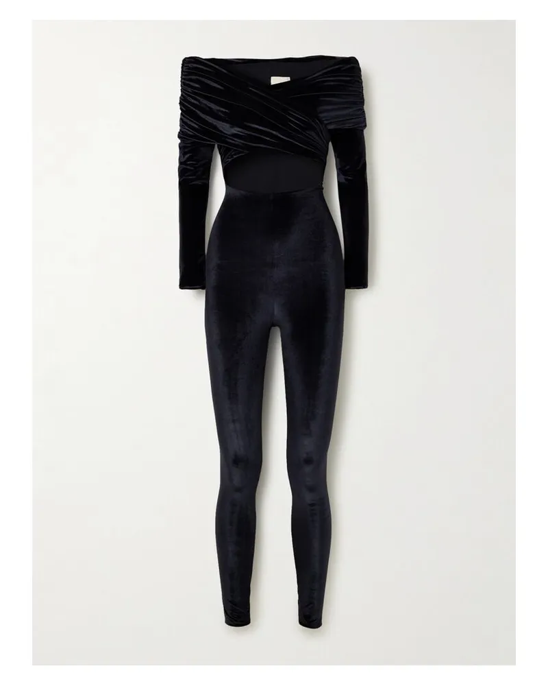 Maygel Coronel Bagolo Jumpsuit Aus Stretch-samt Mit Raffungen Und Cut-out - Blau Blau