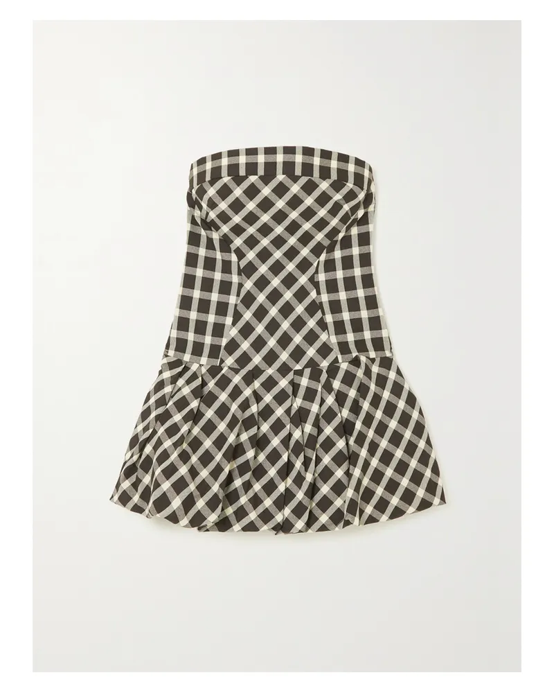 Rosie Assoulin Trägerloses Oberteil Aus Kariertem Canvas Mit Gerafftem Schößchen - Braun Braun