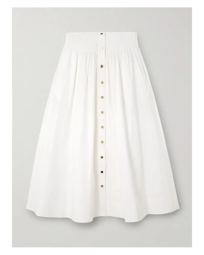 Tory Burch Midirock Aus Popeline Aus Einer Baumwollmischung Mit Raffungen - Weiß Weiß