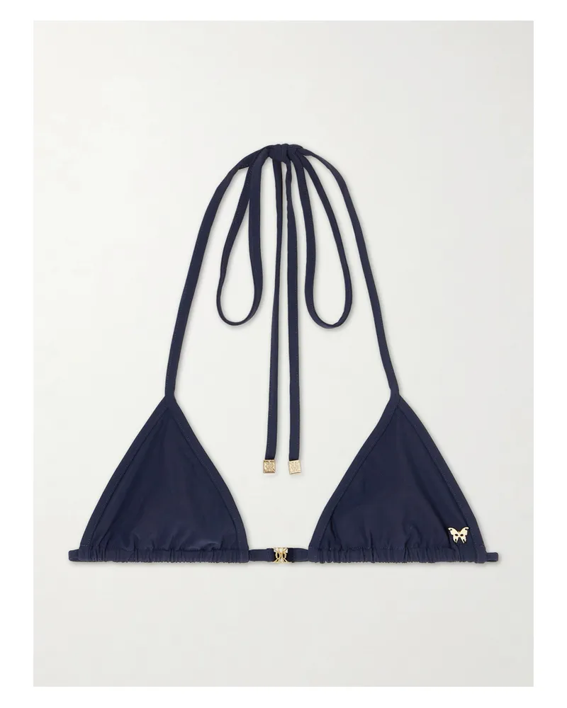 Kiki De Montparnasse Coeur Triangel-bikini-oberteil Mit Neckholder Und Verzierungen - Blau Blau