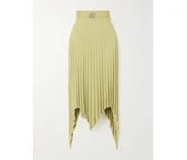 Asymmetrischer Midirock Aus Plissiertem Jersey Mit Gürtel - Wollweiß