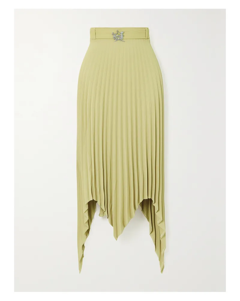 THEBE MAGUGU Asymmetrischer Midirock Aus Plissiertem Jersey Mit Gürtel - Wollweiß Wollweiß