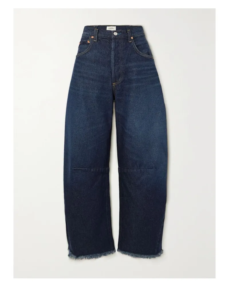 Citizens of humanity Horseshoe Hoch Sitzende Jeans Mit Weitem Bein Und Fransen - Blau Blau