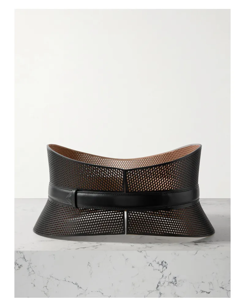 Alaïa Neo Bustier Laser-cut Leather Belt - Black Black