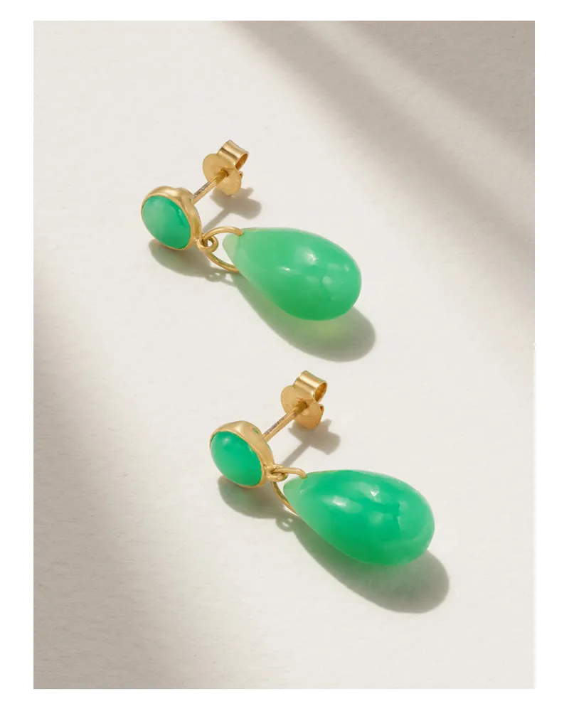 Pippa Small Ohrringe aus 18 Karat Gold mit Chrysoprasen Grün