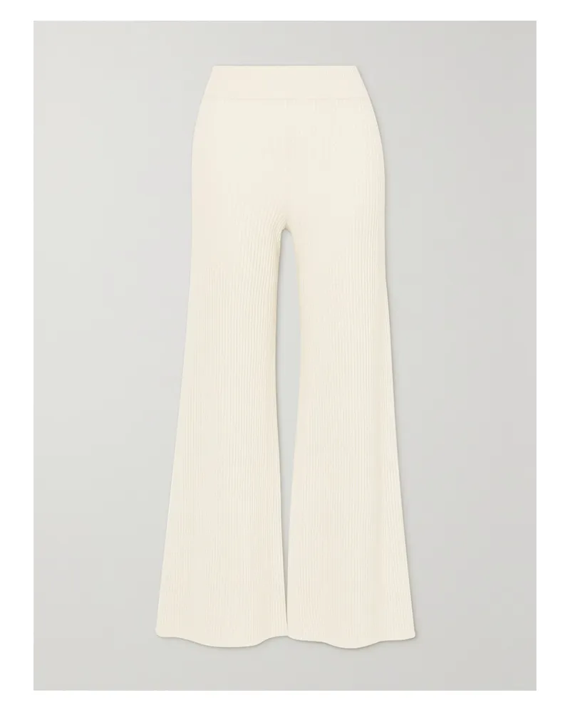 Chloé Schlaghose Aus Einer Gerippten Wollmischung - Weiß Weiß