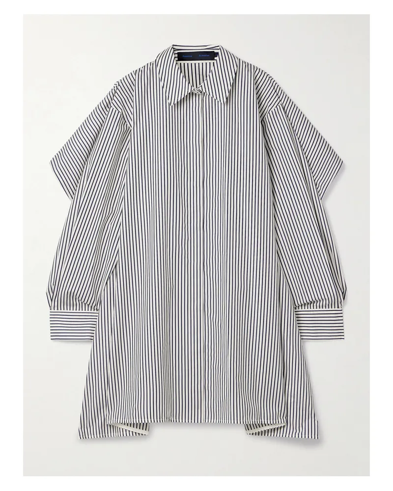 Proenza Schouler Isla Mini-hemdblusenkleid Aus Gestreifter Popeline Aus Einer Baumwoll-seidenmischung Mit Cape-effekt - Blau Blau