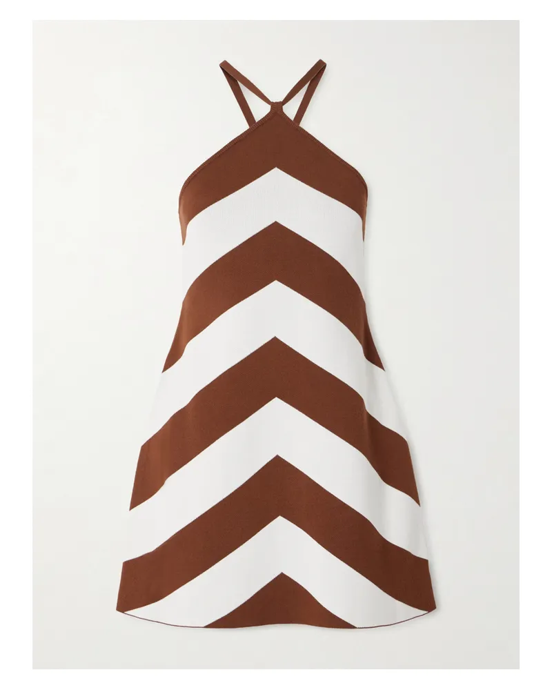 Cult Gaia Nelson Neckholder-minikleid Aus Gestreiftem Jacquard-strick - Weiß Weiß