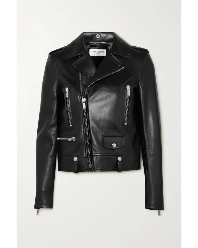 Saint Laurent Bikerjacke aus Leder Schwarz