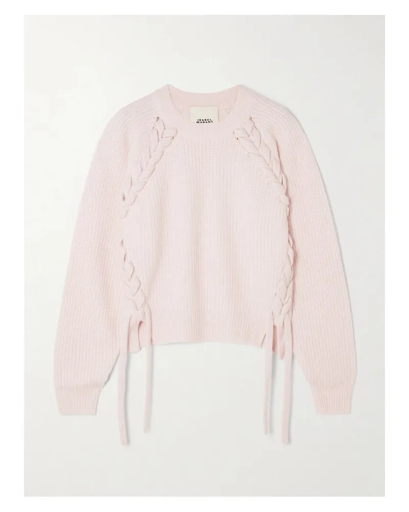Isabel Marant Noelia Pullover Aus Merinowolle In Rippstrick Mit Schnürungen - Pink Pink