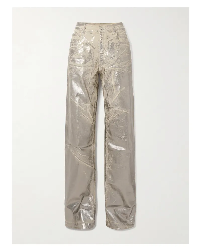 Rick Owens Geth Jeans Mit Weitem Bein In Metallic-optik Metallic