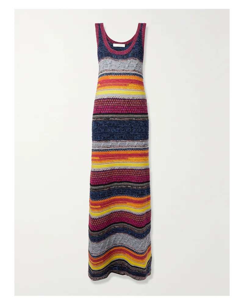 Chloé Gestreiftes Maxikleid Aus Einer Kaschmir-wollmischung - Gelb Gelb