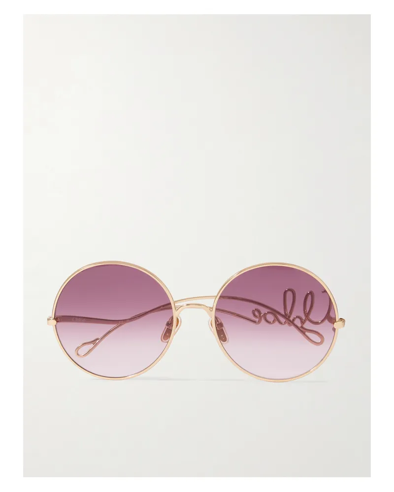 Chloé Iconic Goldfarbene Sonnenbrille Mit Rundem Rahmen Gold