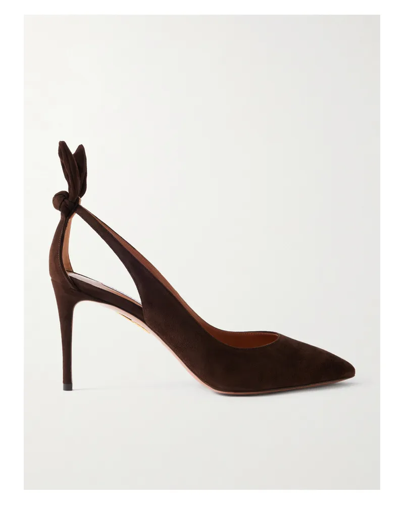 Aquazzura Bow Tie 85 Pumps Aus Veloursleder - Braun Braun