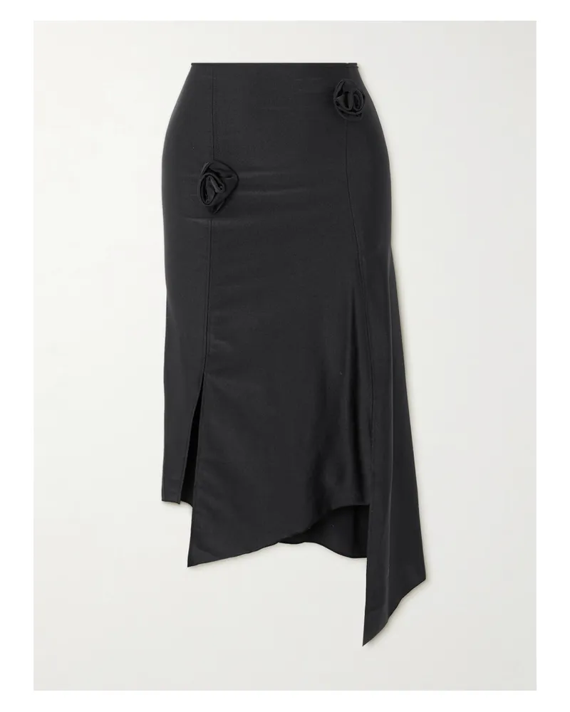 COPERNI Asymmetrischer Midirock Aus Stretch-satin Mit Applikationen - Schwarz Schwarz