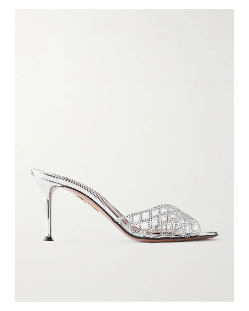 Aquazzura Lumiere Mules Aus Pvc Mit Cut-outs Und Kristallen - Silber Silber