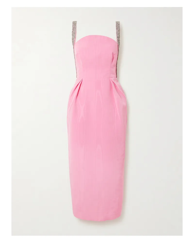 Rebecca Vallance Amaro Midikleid Aus Taft Mit Kristallen Und Falten - Pink Pink
