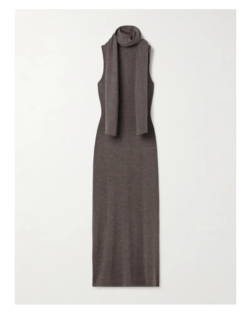 STAUD Canal Midikleid Aus Wolle Mit Rollkragen Und Schal - Braun Braun
