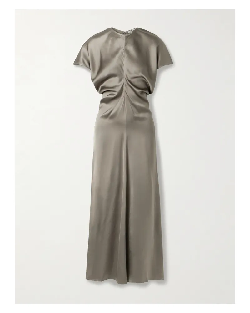 Totême Draped Satin Maxi Dress - Brown Brown