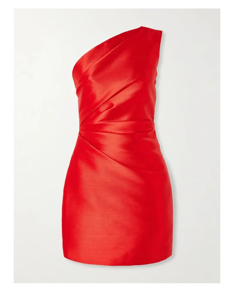Solace London Nori Asymmetrisches Minikleid Aus Glänzendem Twill - Rot Rot