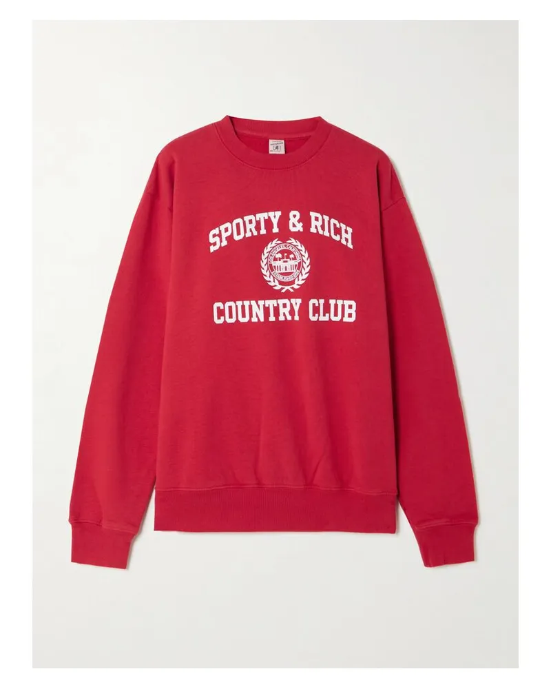 SPORTY & RICH Varsity Crest Sweatshirt Aus Baumwoll-jersey Mit Print - Rot Rot