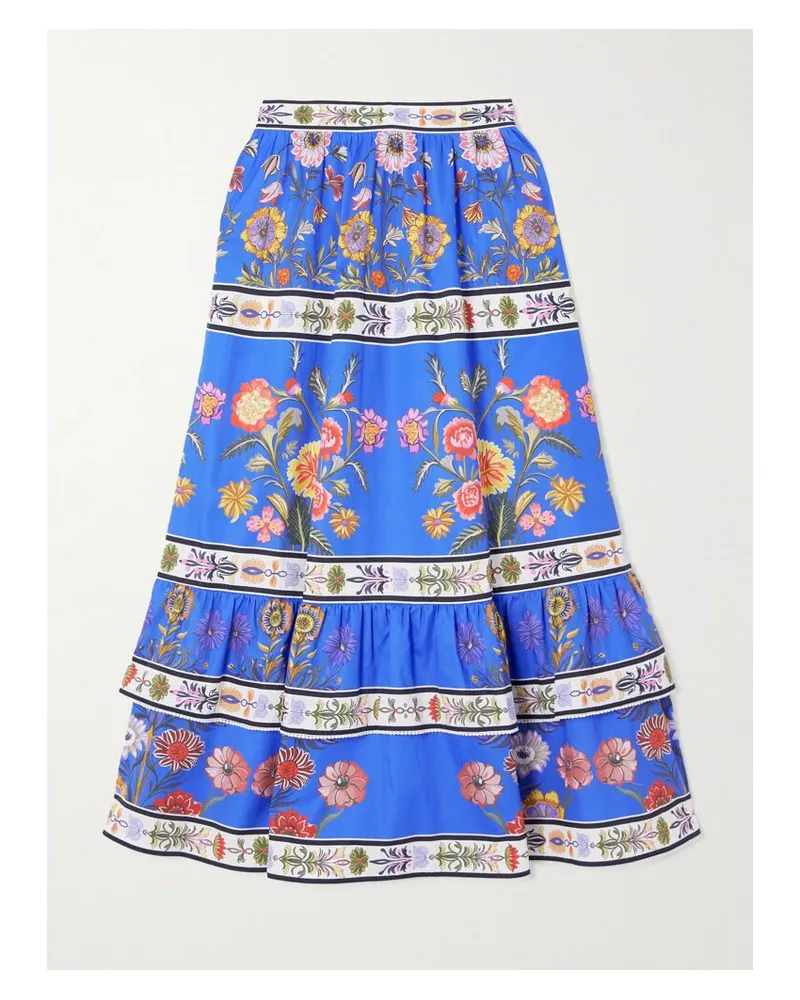 Borgo De Nor Paulina Midirock Aus Bedruckter Baumwollpopeline - Blau Blau